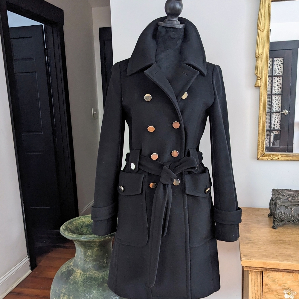 Marc By Marc Jacobs Black Wool Coat with Silver Buttons